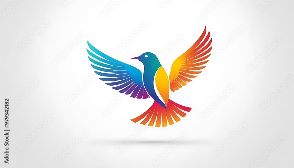 Obraz premium Beautiful multi coloured bird. Bird logo design,animal wildlife, animal migration, adult student, icon,