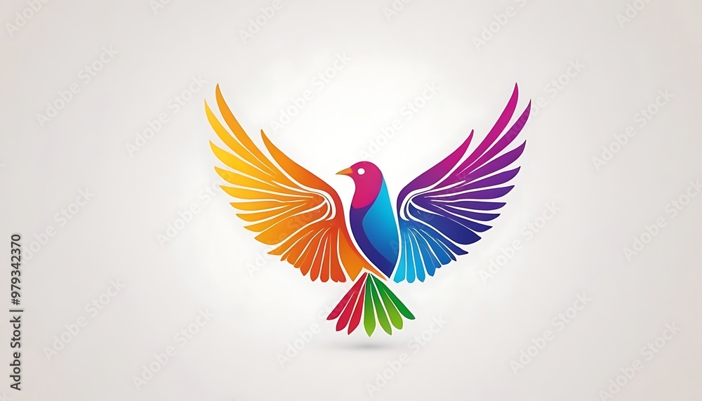 Obraz premium Beautiful multi coloured bird. Bird logo design,animal wildlife, animal migration, adult student, icon,864