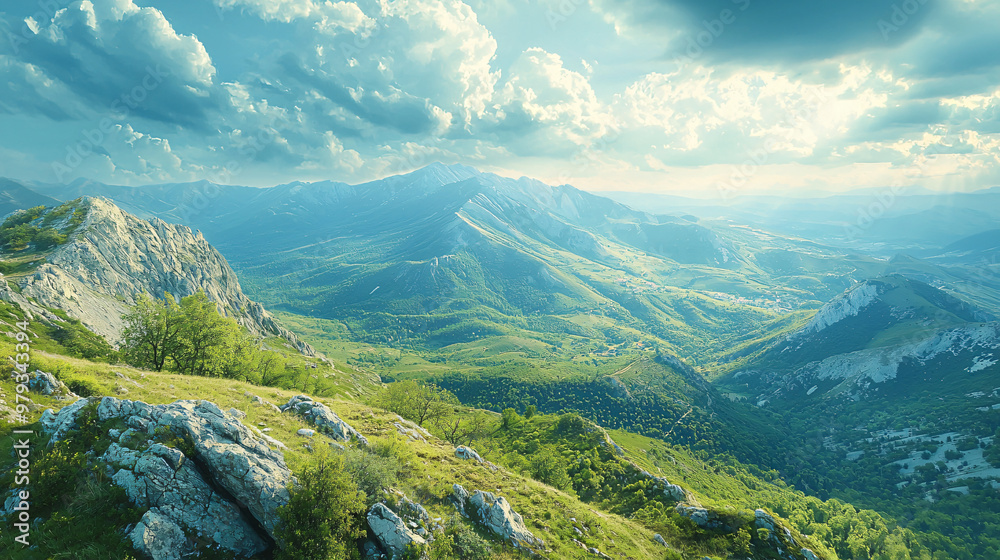 Fototapeta premium Serene Nature Landscape Wallpaper: High-Quality Scenic Backgrounds in Full HD