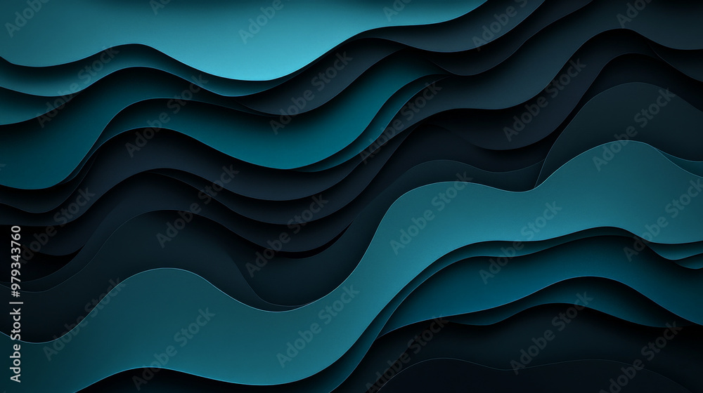 A dark, moody paper cut wave design with layers of black, deep teal, and dark navy, creating a mysterious, rich background. A dark, moody paper cut wave design with layers of black, deep teal, and dark navy, creating a mysterious, rich background.