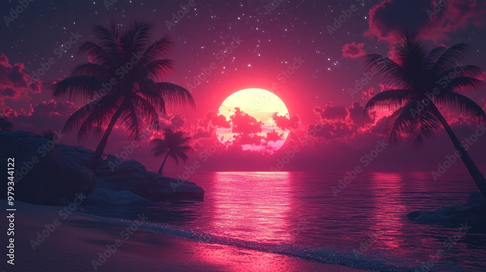 custom made wallpaper toronto digitalTropical Sunset with Palm Trees