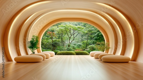 A room with a lot of white pillows and plants, AI