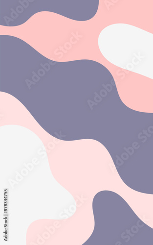 Abstract pink, white, grey wavy shapes background ideal for feminine designs, social media graphics, and modern presentations.
