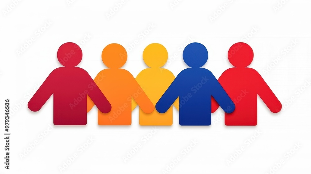 Colorful human figures representing diversity and unity in teamwork and collaboration in a vibrant design. Colorful human figures representing diversity and unity in teamwork and collaboration in a vibrant design.