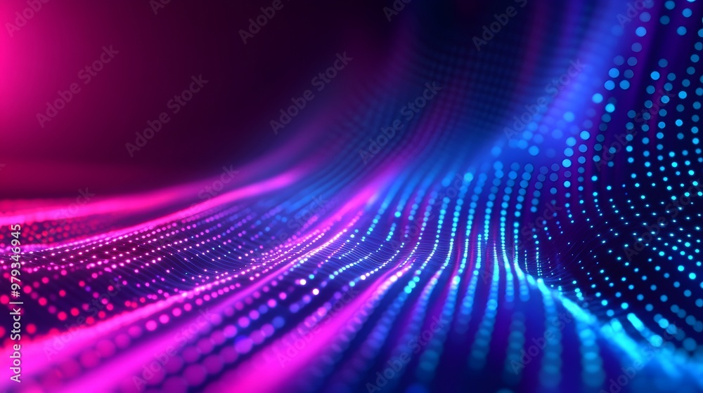 Blue Purple Gradient Waveform with Digital Elements and Luminous Highlights Blue Purple Gradient Waveform with Digital Elements and Luminous Highlights