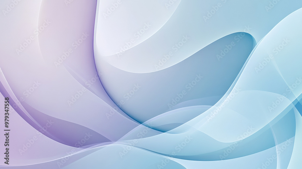 Fototapeta premium A sleek abstract background with light blue and soft lavender tones, featuring rounded neumorphic elements creating a modern, minimalist aesthetic.