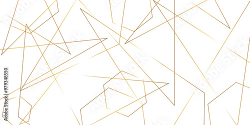 Abstract background with liens and triangles shape on white background. White and golden geometric overlapping rectangle pattern Geometric background soft shadows as patten ..White polygon textured .	