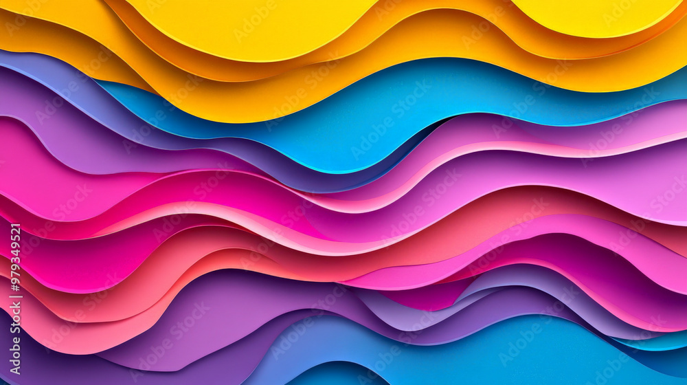 A vibrant paper cut wave design with wavy layers in neon yellow, magenta, and electric blue, creating a bold, energetic background. A vibrant paper cut wave design with wavy layers in neon yellow, magenta, and electric blue, creating a bold, energetic background.