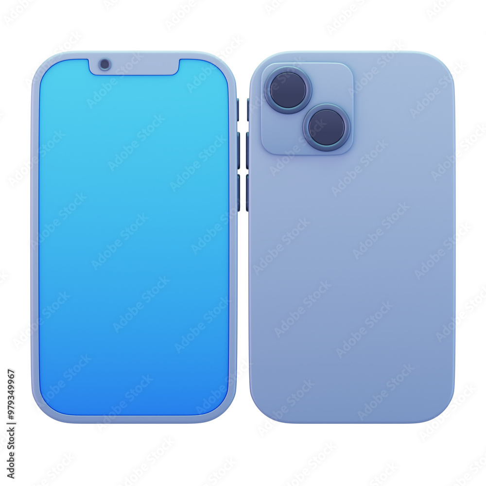 a Front Back White Smartphone Floats on a Transparent Background 3D Render a Front Back White Smartphone Floats on a Transparent Background 3D Render