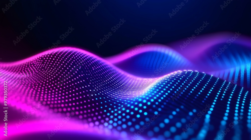 Blue Purple Gradient Waveform with Digital Elements and Luminous Highlights Blue Purple Gradient Waveform with Digital Elements and Luminous Highlights