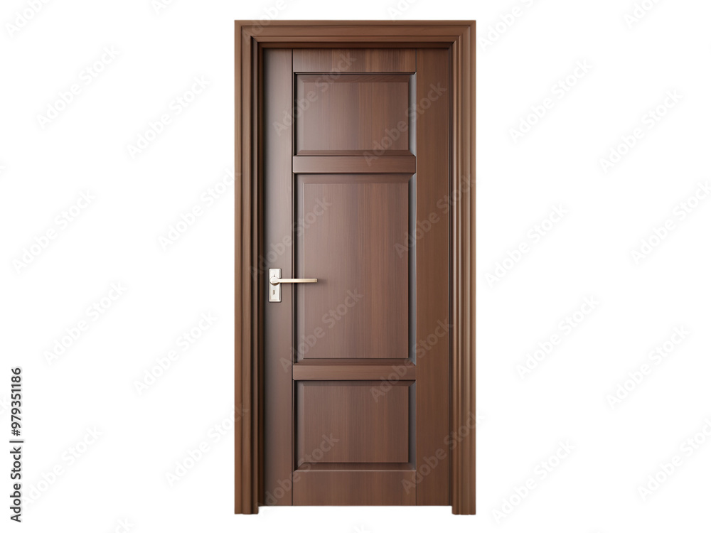 Brown modern door isolated on transparent background Brown modern door isolated on transparent background