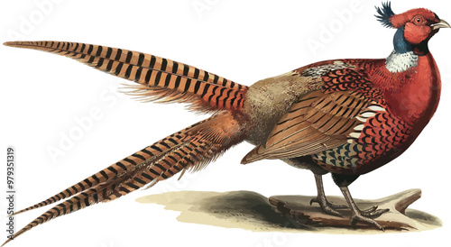 Pheasant bird vector illustration. Versicolor design element