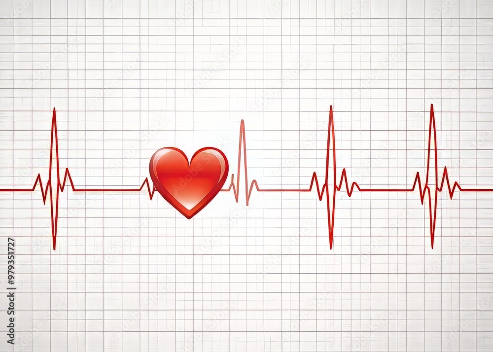 ECG waveform illustration on a white background, showcasing a clear pattern of sinus tachycardia with a heart rate of 110 beats per minute ECG waveform illustration on a white background, showcasing a clear pattern of sinus tachycardia with a heart rate of 110 beats per minute