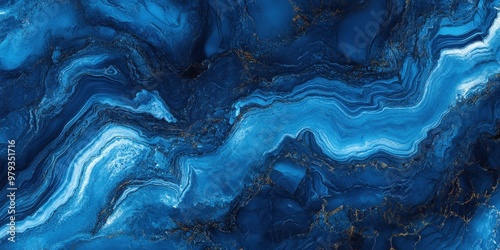 Wallpaper Mural Abstract blue marble texture with flowing patterns and golden accents. Torontodigital.ca
