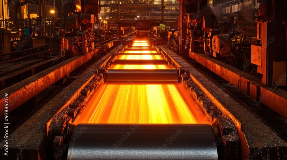 The cold rolling mill shows steel coils being unrolled and passed through a series of rollers at room temperature The cold rolling mill shows steel coils being unrolled and passed through a series of rollers at room temperature