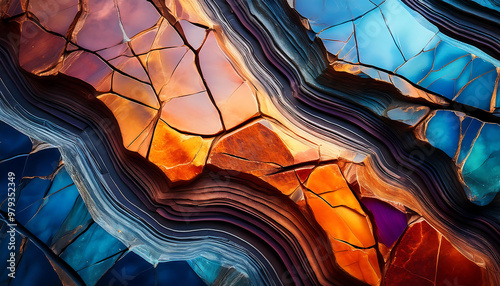 close view vibrant stone patterns featuring rich textures stunning colors photo