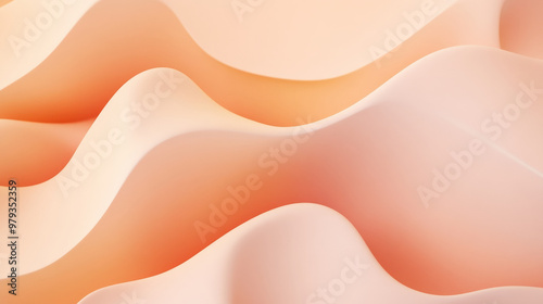 Wallpaper Mural Minimalist abstract background in soft coral and warm beige, with smooth, rounded neumorphic elements and subtle shadows, creating depth and dimension. Torontodigital.ca