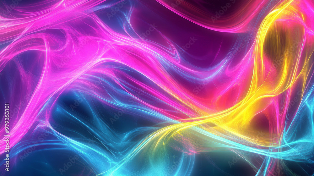 Neon color waves in shades of bright cyan, neon yellow, and fuchsia, flowing together in dynamic, abstract shapes with futuristic energy. Neon color waves in shades of bright cyan, neon yellow, and fuchsia, flowing together in dynamic, abstract shapes with futuristic energy.