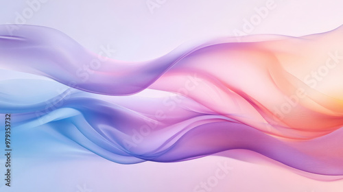 Pastel waves of soft lavender, pale peach, and light sky blue, forming dynamic shapes with smooth curves for a gentle, abstract background.