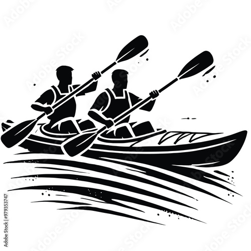 Tandem Kayakers Silhouette