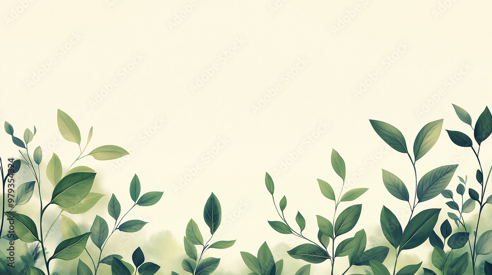 Nature-Inspired Leaves, a minimalist vector of leaves and plants, with copy space Nature-Inspired Leaves, a minimalist vector of leaves and plants, with copy space
