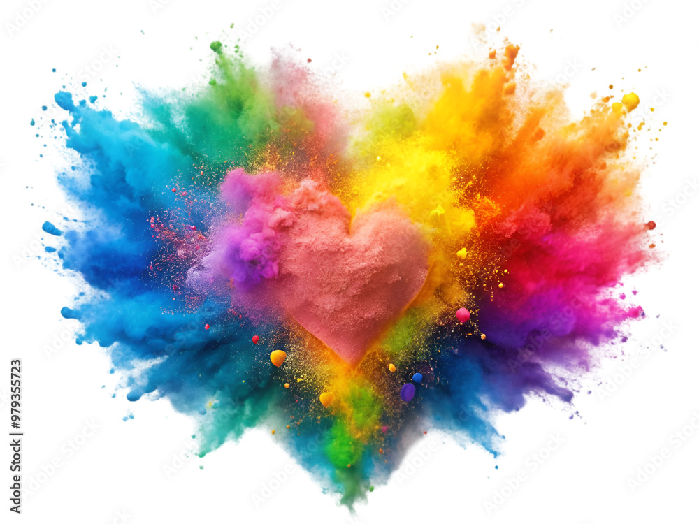 Explosion splash of colorful powder isolated on transparent background Explosion splash of colorful powder isolated on transparent background