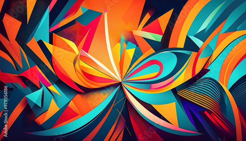 Wallpaper Mural vibrant geometric patterns bold colors dynamic shapes abstract art Torontodigital.ca