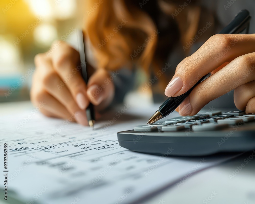 Debt management with a person reviewing loans and payments, organized style, close-up, sharp focus, bright lighting Debt management with a person reviewing loans and payments, organized style, close-up, sharp focus, bright lighting
