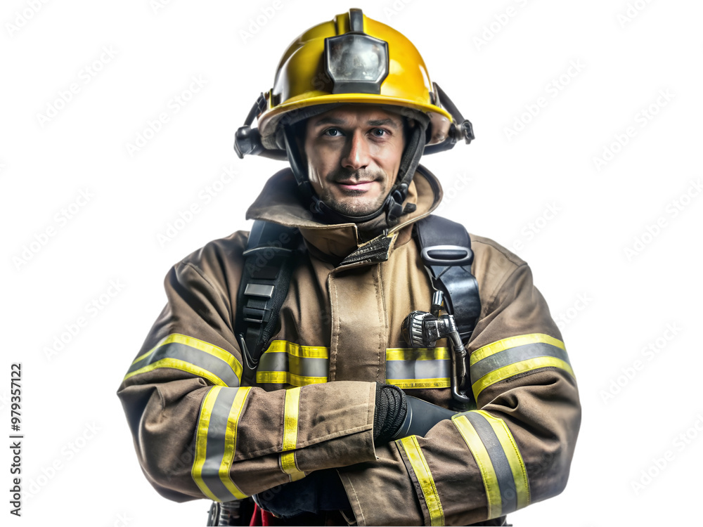 Fototapeta premium Firefighter isolated on transparent background