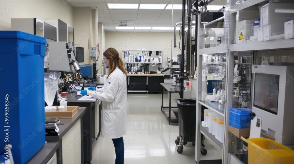 Obraz premium The research and development lab within the factory is shown