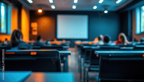 Education technology tools being used in a classroom, modern style, sharp focus, bright lighting, high detail