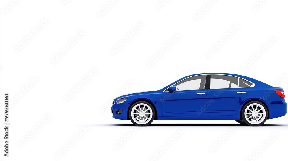 Obraz premium Blue Car with Unique Biplane Wing Design