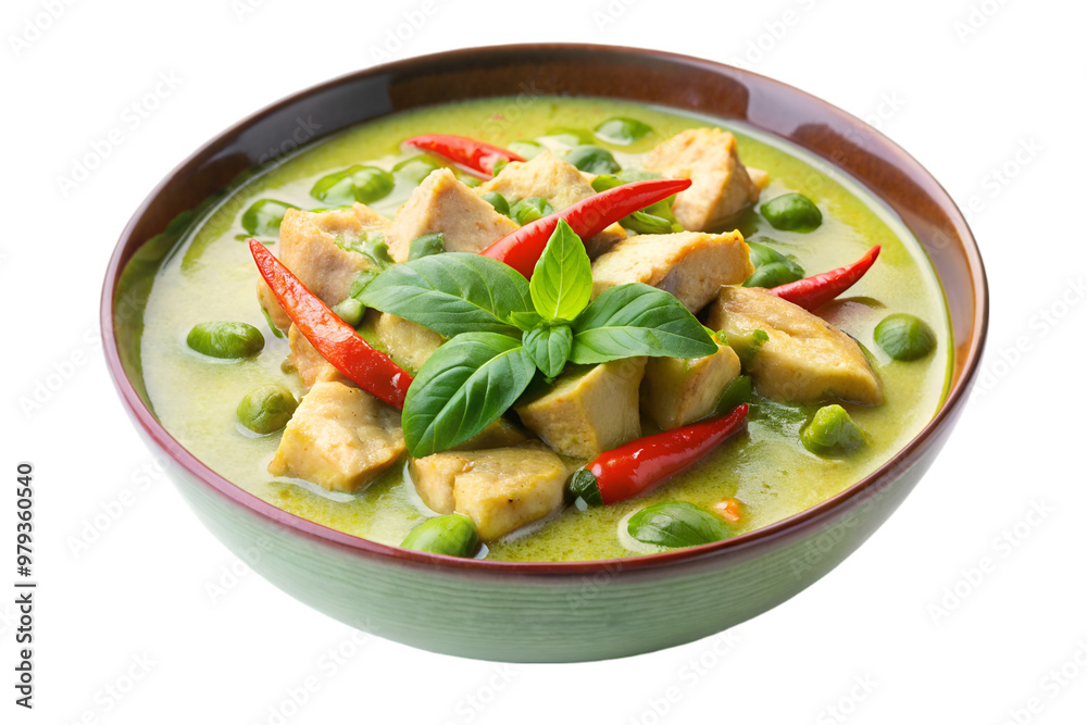 Green chicken curry isolated on transparent background Green chicken curry isolated on transparent background