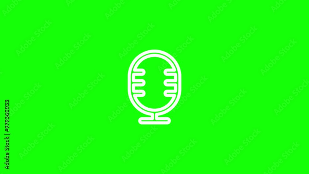 Animation of a microphone icon on a green background. 4K video. Looped animation. Animation of a microphone icon on a green background. 4K video. Looped animation.