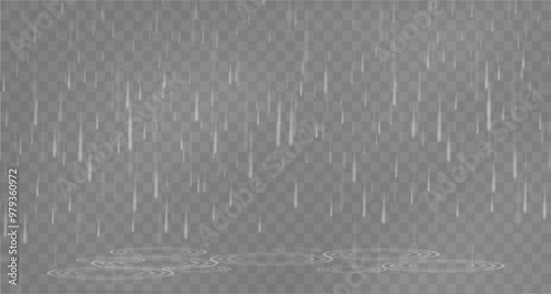 A drop of rain fell to the ground. Rain and fog on a black background with an overlay effect. Abstract splashes of rain and snow.