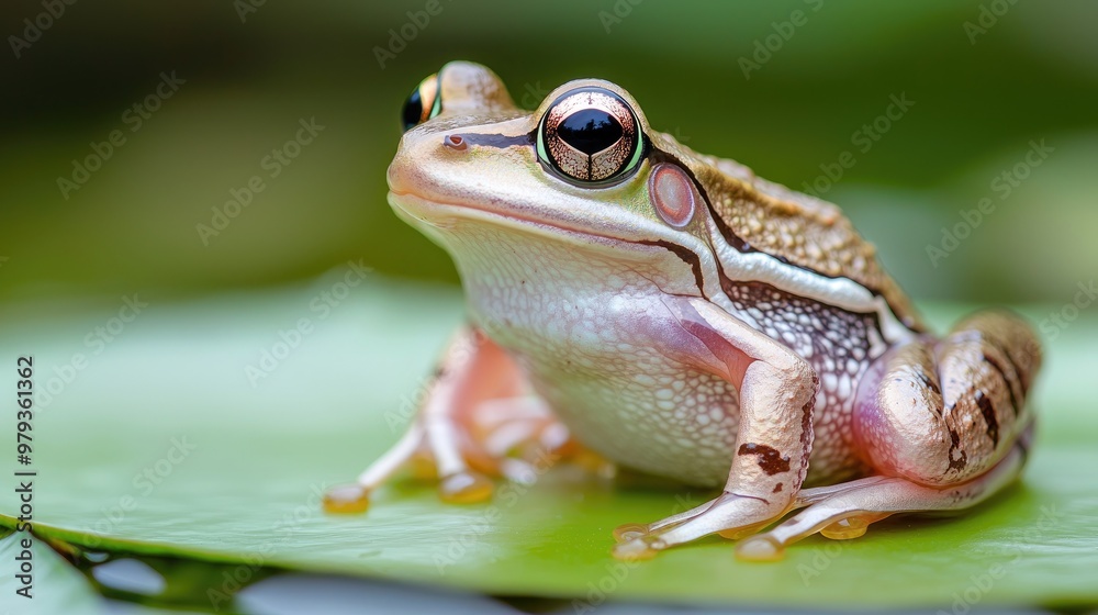 A close-up of a colorful frog resting on a green leaf, showcasing its intricate patterns and vibrant eyes in a serene setting. A close-up of a colorful frog resting on a green leaf, showcasing its intricate patterns and vibrant eyes in a serene setting.