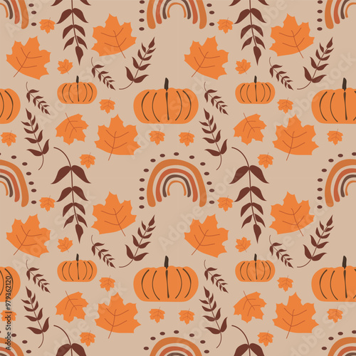 Autumn vector ilustration seamless patern.Great for textile,fabric,wrapping paper,and any print.