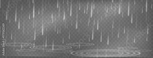 A drop of rain fell to the ground. Rain and fog on a black background with an overlay effect. Abstract splashes of rain and snow.