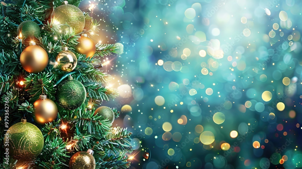 Christmas tree with sparkling ornament Christmas tree with sparkling ornament