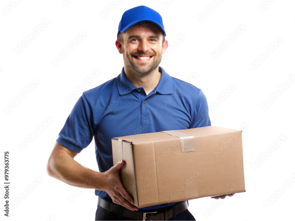 Happy courier isolated on transparent background Happy courier isolated on transparent background