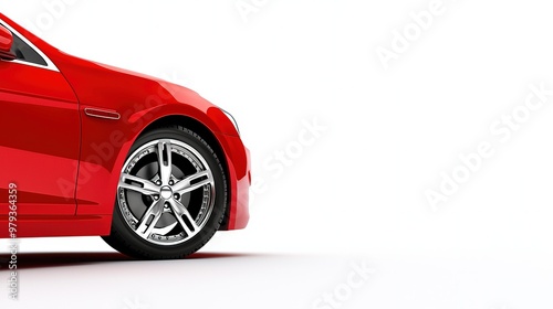 Vibrant Red Car Against Stark White Background