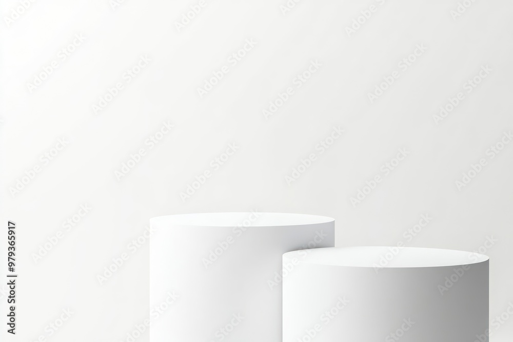 White three cylinder podiums background product design. White three cylinder podiums background product design.