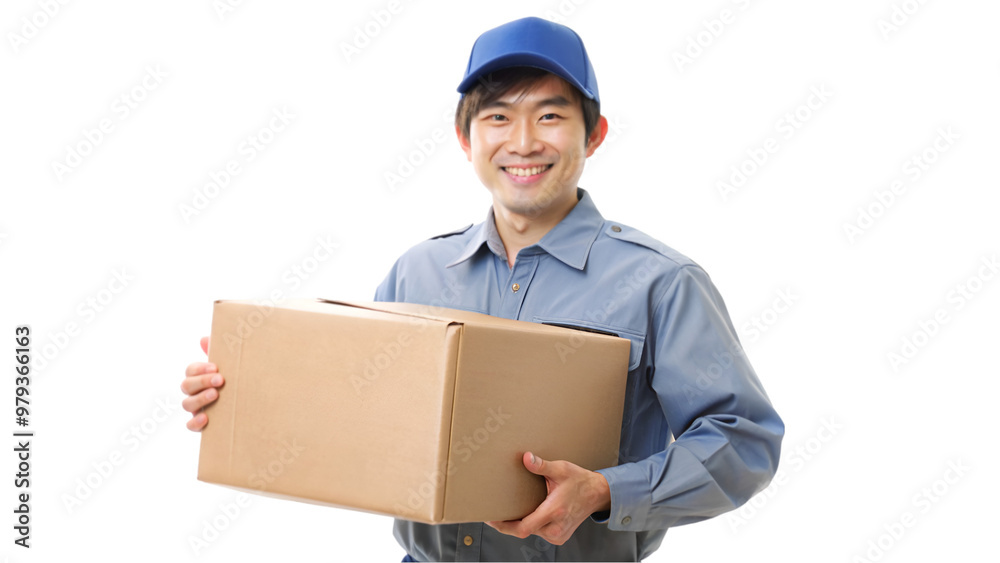 Japanese courier with parcel isolated on transparent background Japanese courier with parcel isolated on transparent background