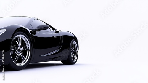 Sleek Black Sports Car on Track