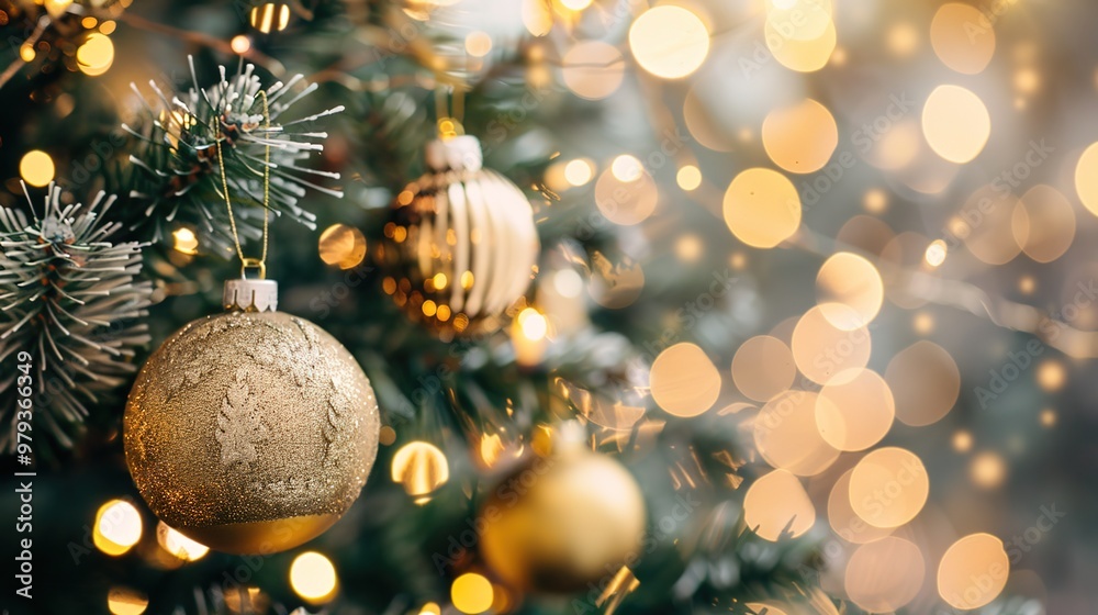 Christmas tree with sparkling ornaments Christmas tree with sparkling ornaments