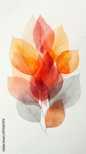 Wallpaper Mural  Minimalist Abstract Background Outline Leaves Torontodigital.ca