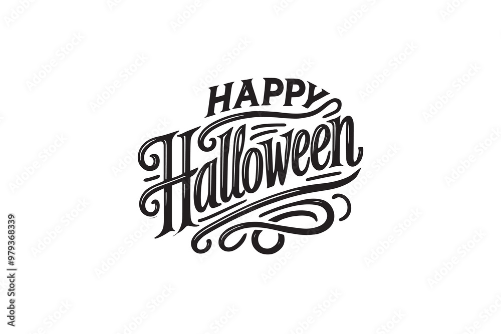 Fototapeta premium Happy Halloween handwritten text. Hand lettering typography. Modern brush ink calligraphy isolated on white background for holiday banner, poster, greeting card, party invitation.
