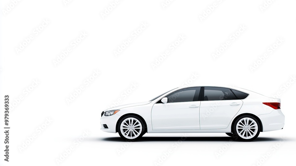 Obraz premium Sleek White Sports Car on Gray Background