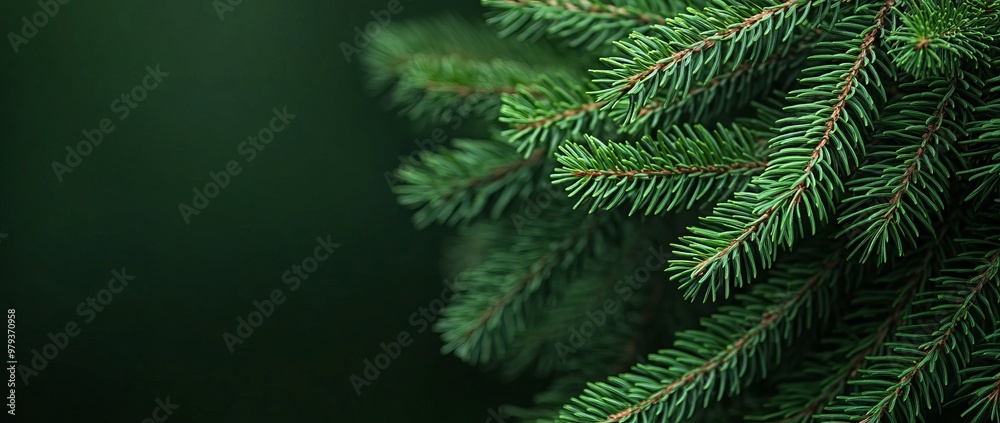 Close-up Macro of Green Spruce Tree Branches with Detailed Texture - AI generated illustration