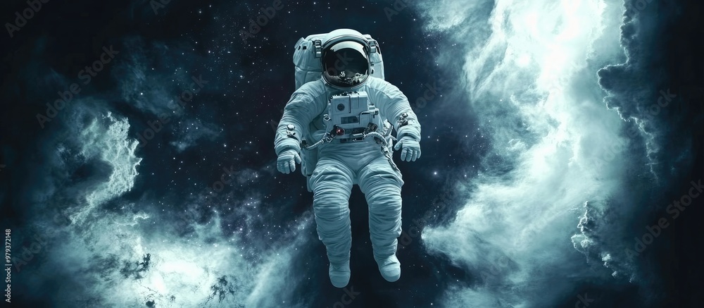 Astronaut floating in the cosmos Mixed media concept Astronaut floating in the cosmos Mixed media concept